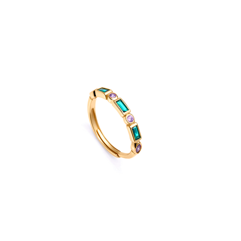 Anillo Viceroy Baño Oro Circonitas Verdes Y Violetas 9120A013-39