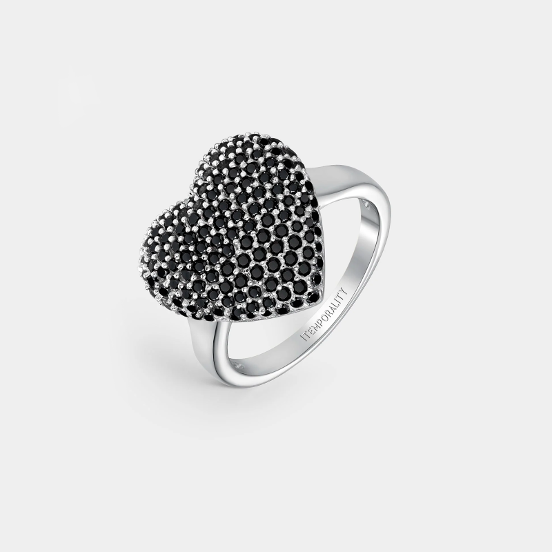 Anillo Itemporality Plata y circonitas negro SRN-102-132