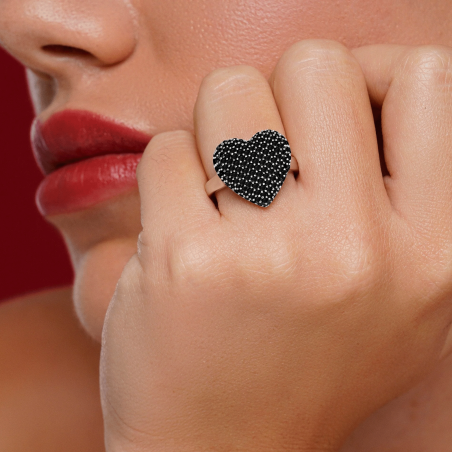 Anillo Itemporality Plata y circonitas negro SRN-102-132