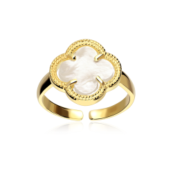 Anillo Plata Baño Oro 18k y nácar "Tiam" - Joyerías Sánchez