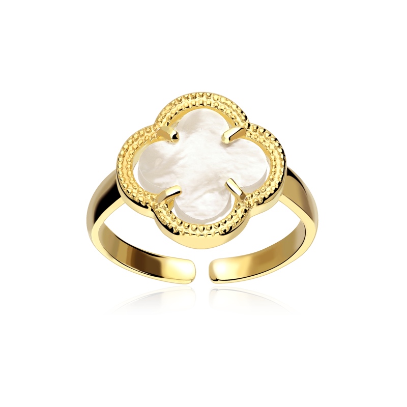 Anillo Plata Baño Oro 18k y nácar "Tiam" - Joyerías Sánchez