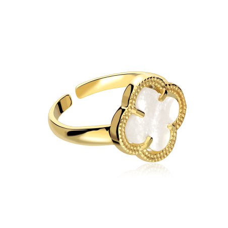 Anillo Plata Baño Oro 18k y nácar "Tiam"