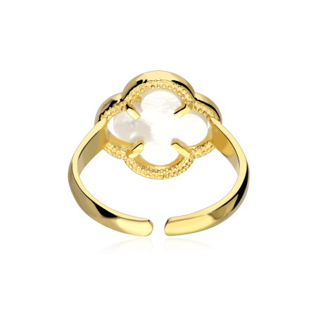 Anillo Plata Baño Oro 18k y nácar "Tiam"