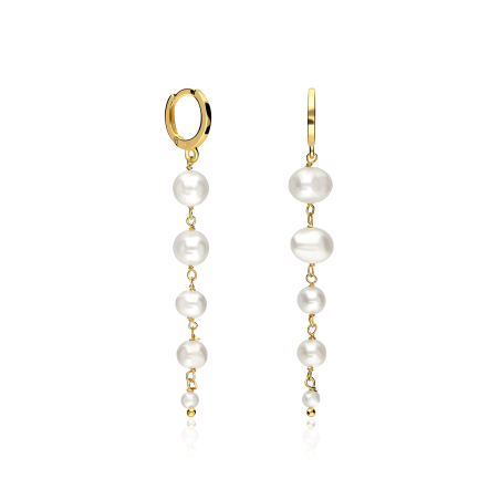 Pendientes Plata y baño Oro perlas "Amala"