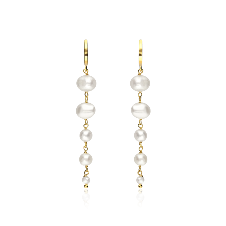 Pendientes Plata y baño Oro perlas "Amala"