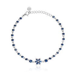Pulsera Plata primera ley y circonitas "Blue Vibes"