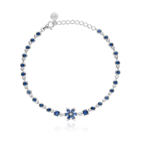 Pulsera Plata primera ley y circonitas "Blue Vibes"