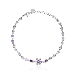 Pulsera Plata primera ley y circonitas "Purple Mood"