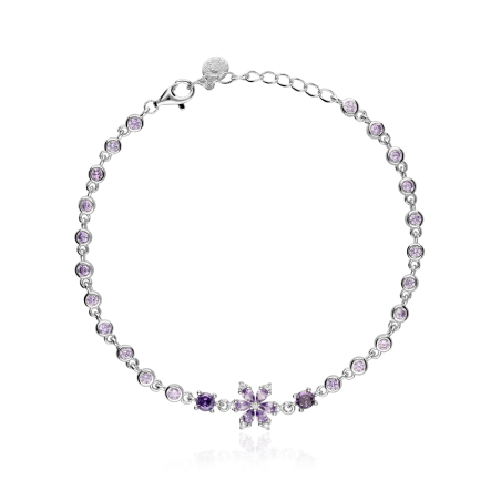 Pulsera Plata primera ley y circonitas "Purple Mood"