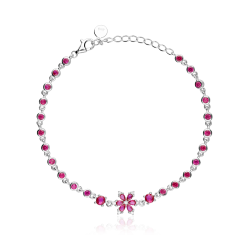 Pulsera Plata primera ley y circonitas "Red Flame"