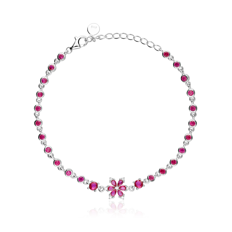 Pulsera Plata primera ley y circonitas "Red Flame"
