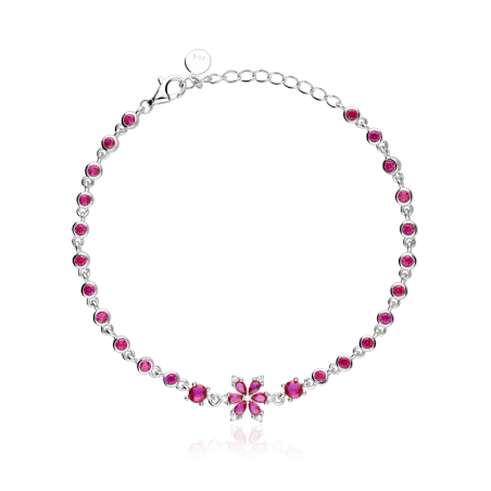 Pulsera Plata primera ley y circonitas "Red Flame"