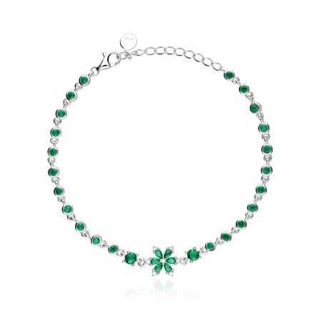 Pulsera Plata primera ley y circonitas "Green Pulse"