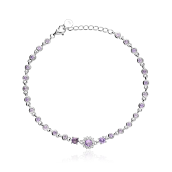 Pulsera Plata primera ley y circonitas "Inspo Violessa"