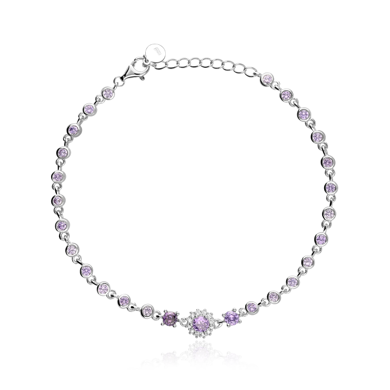 Pulsera Plata primera ley y circonitas "Inspo Violessa"
