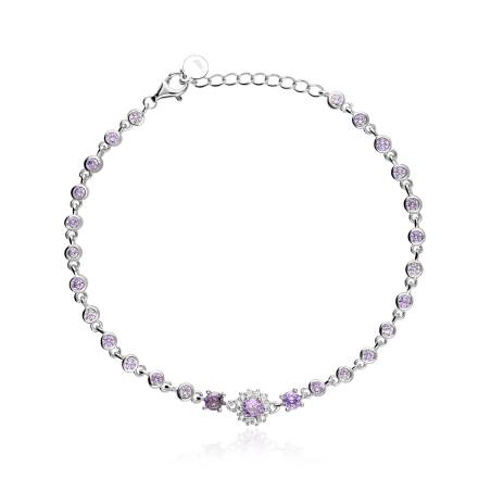 Pulsera Plata primera ley y circonitas "Inspo Violessa"