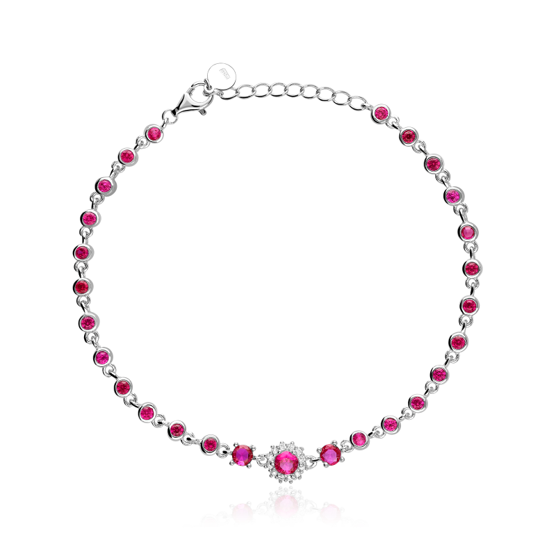 Pulsera Plata primera ley y circonitas "Rubíra"