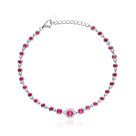 Pulsera Plata primera ley y circonitas "Rubíra"