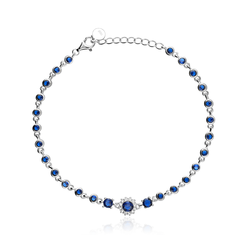 Pulsera Plata primera ley y circonitas "Azura"