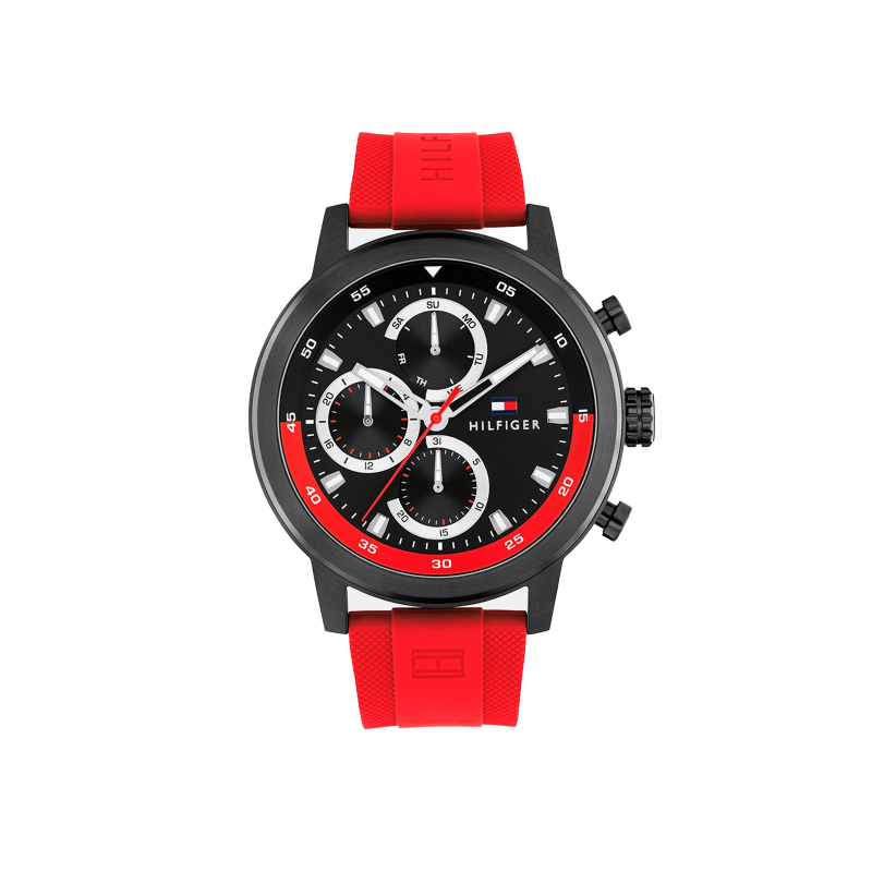 Reloj Tommy Hilfiger Rocky Acero Correa Silicona Roja 1792178