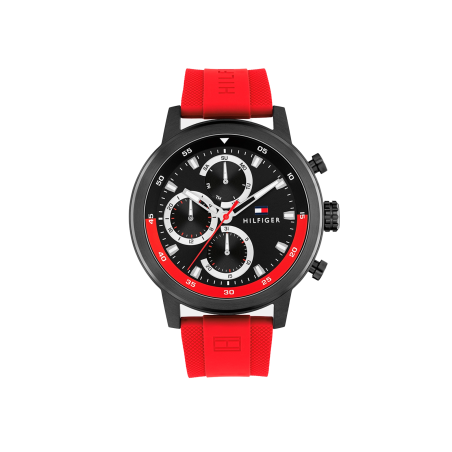 Reloj Tommy Hilfiger Rocky Acero Correa Silicona Roja 1792178