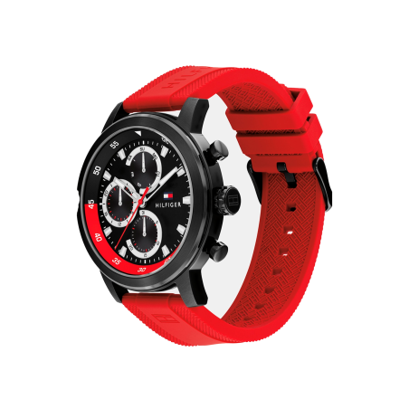 Reloj Tommy Hilfiger Rocky Acero Correa Silicona Roja 1792178