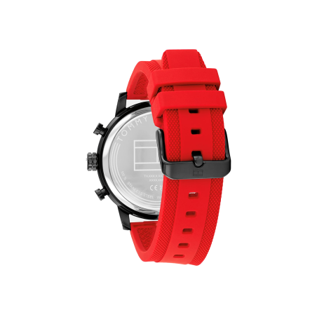 Reloj Tommy Hilfiger Rocky Acero Correa Silicona Roja 1792178