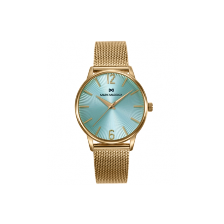Reloj Mark Maddox mujer esfera azul malla milanesa dorada MM1030-65