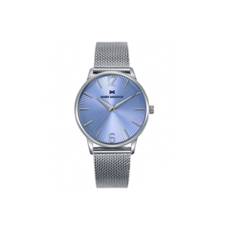 Reloj Mark Maddox esfera azul claro malla milanesa plateada MM1030-35