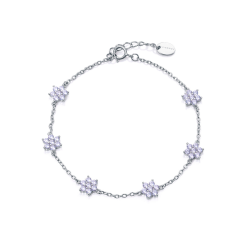 Pulsera Viceroy Plata Baño Rodio Flores Y Circonitas 13209P000-30