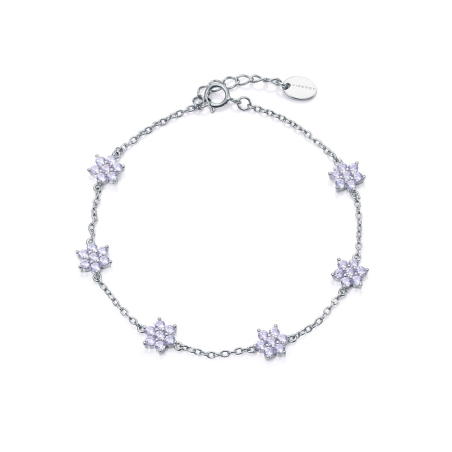 Pulsera Viceroy Plata Baño Rodio Flores Y Circonitas 13209P000-30