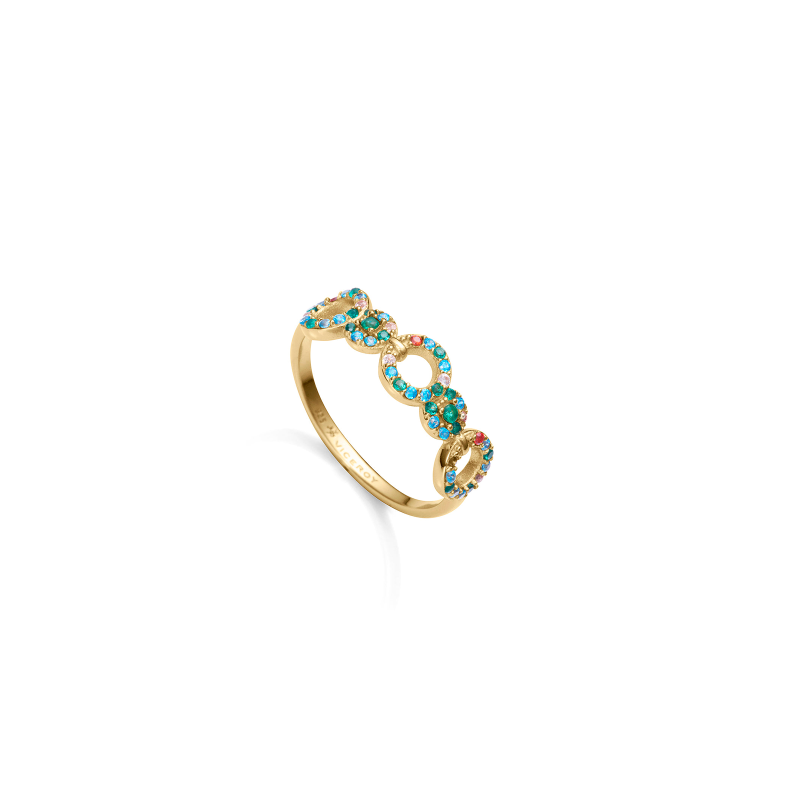 Anillo Viceroy Plata Baño Oro Circonitas De Colores 15120A016-39