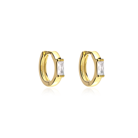 Aros Plata primera ley y circonita Blanca "Sukoshi"