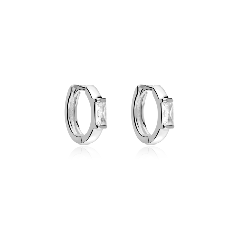 Aros Plata primera ley y circonita Blanca "Sukoshi"