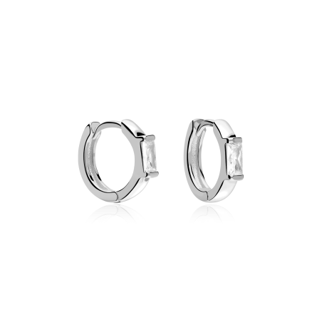 Aros Plata primera ley y circonita Blanca "Sukoshi"