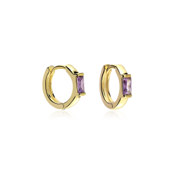 Aros Plata Primera Ley Y Circonita Violeta "Sukoshi"