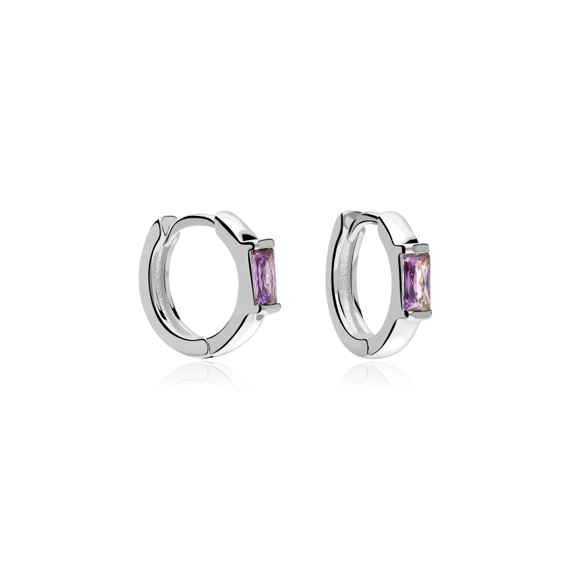 Aros Plata primera ley y circonita Violeta "Sukoshi"