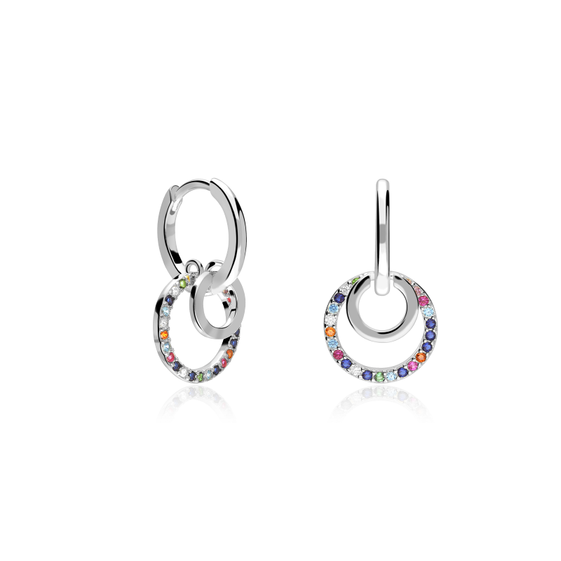 Pendientes Plata primera ley y circonitas "Colorful"