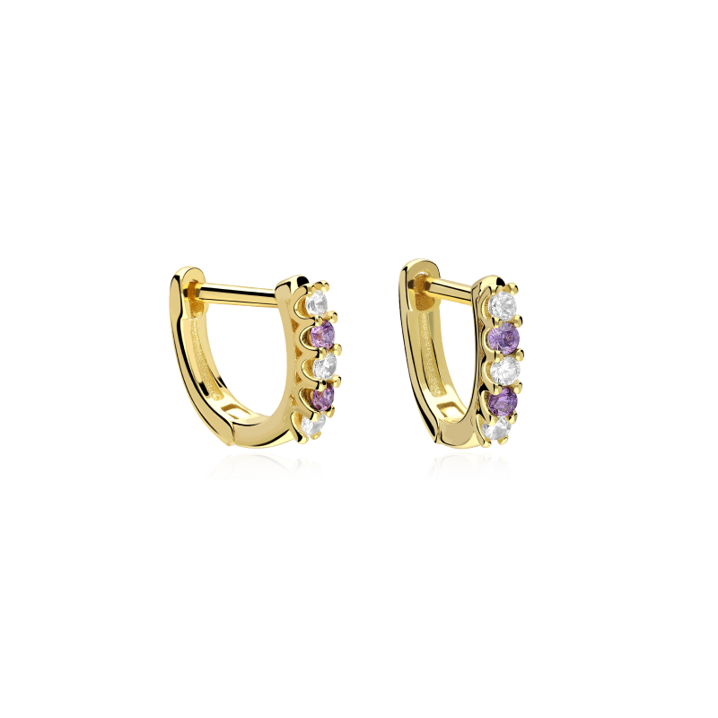Aros Plata primera ley y circonita Blanca "Viowi"