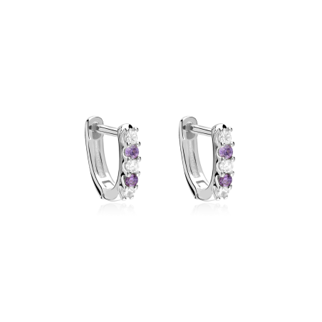 Aros Plata primera ley y circonita Blanca "Viowi"