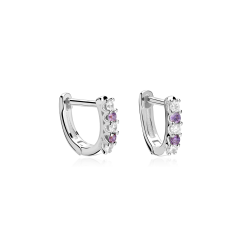 Aros Plata primera ley y circonita Blanca "Viowi"