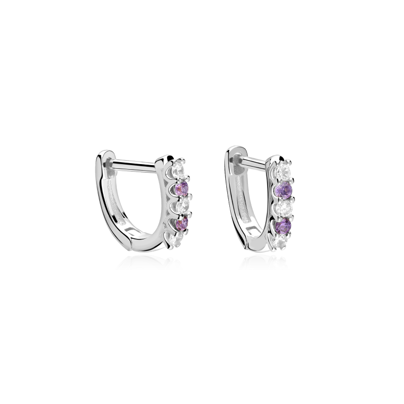 Aros Plata primera ley y circonita Blanca "Viowi"