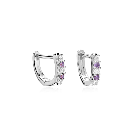 Aros Plata primera ley y circonita Blanca "Viowi"
