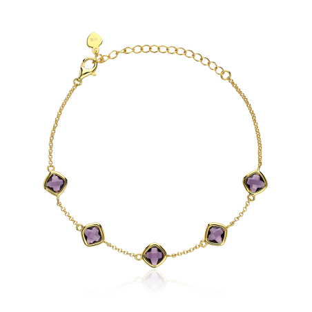 Pulsera Plata primera ley y circonitas violetas "Mulberry"