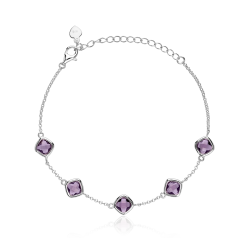 Pulsera Plata primera ley y circonitas violetas "Mulberry"