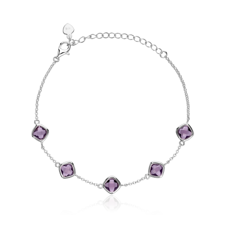 Pulsera Plata primera ley y circonitas violetas "Mulberry"