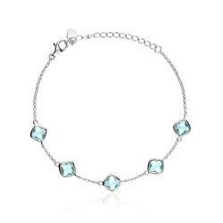 Pulsera Plata primera ley y circonitas aguamarina "Aqua"