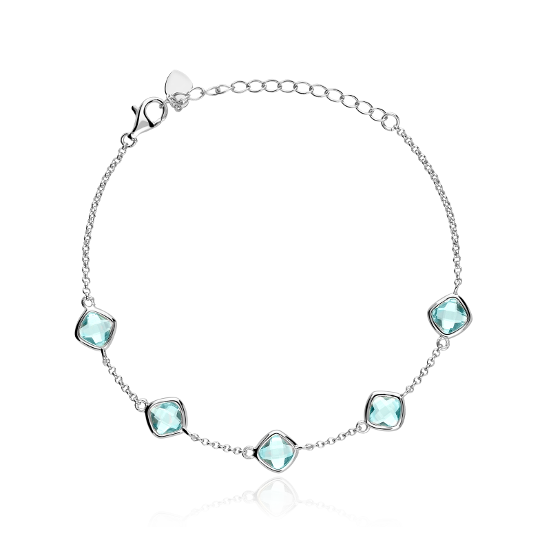 Pulsera Plata primera ley y circonitas aguamarina "Aqua" Pulsera Plata primera ley y circonitas aguamarina "Aqua"