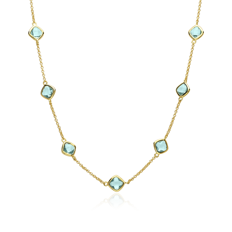 Gargantilla Plata Baño Oro 18k y circonitas "Aqua"