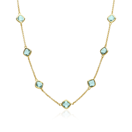 Gargantilla Plata Baño Oro 18k y circonitas "Aqua"